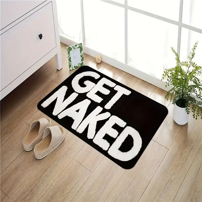 Premium Get Naked Print Black Bath Mat, Machine Washable Polyester Mat, Perfect for Bathroom (Random Color) - Buy Online at Alikart