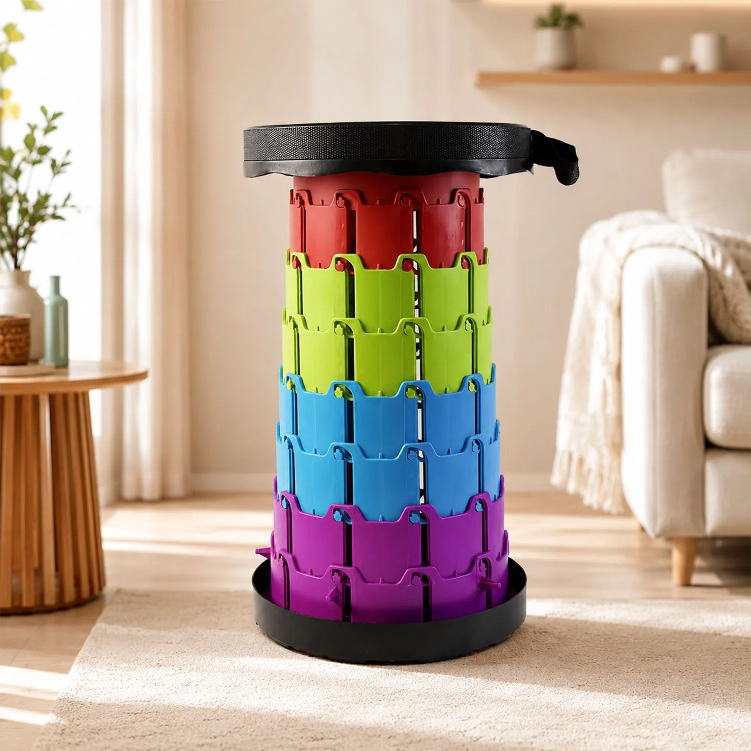 Premium Telescopic Folding Stool – Portable, Adjustable Camping Seat - Buy Online at Alikart