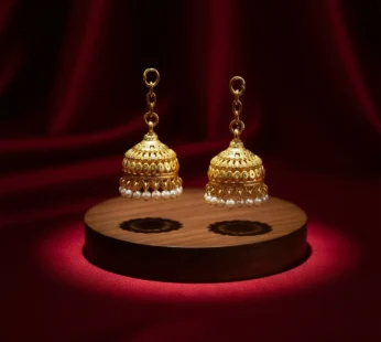 Pearl Drop Jhumka – Traditional Gold Finish with Classic Dome Design