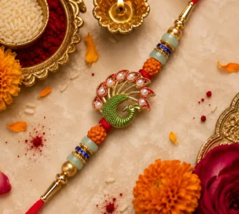 Premium Peacock Designer Rakhi for Brother | Handmade Pearl & Beads Raksha Bandhan Rakhi
