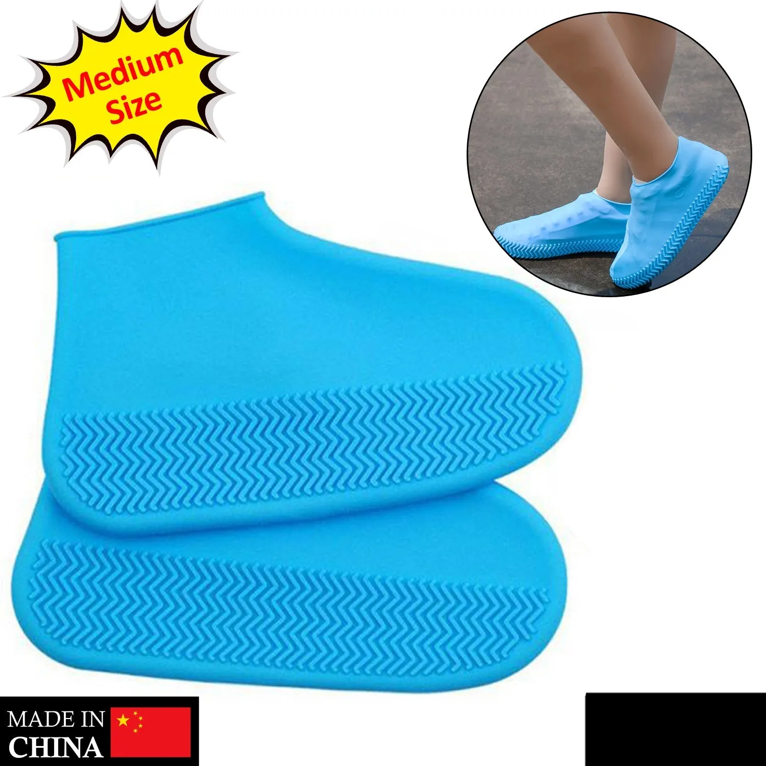 Silicone Rain Boot Covers Non Slip Foldable Protection - Detailed Feature View 1