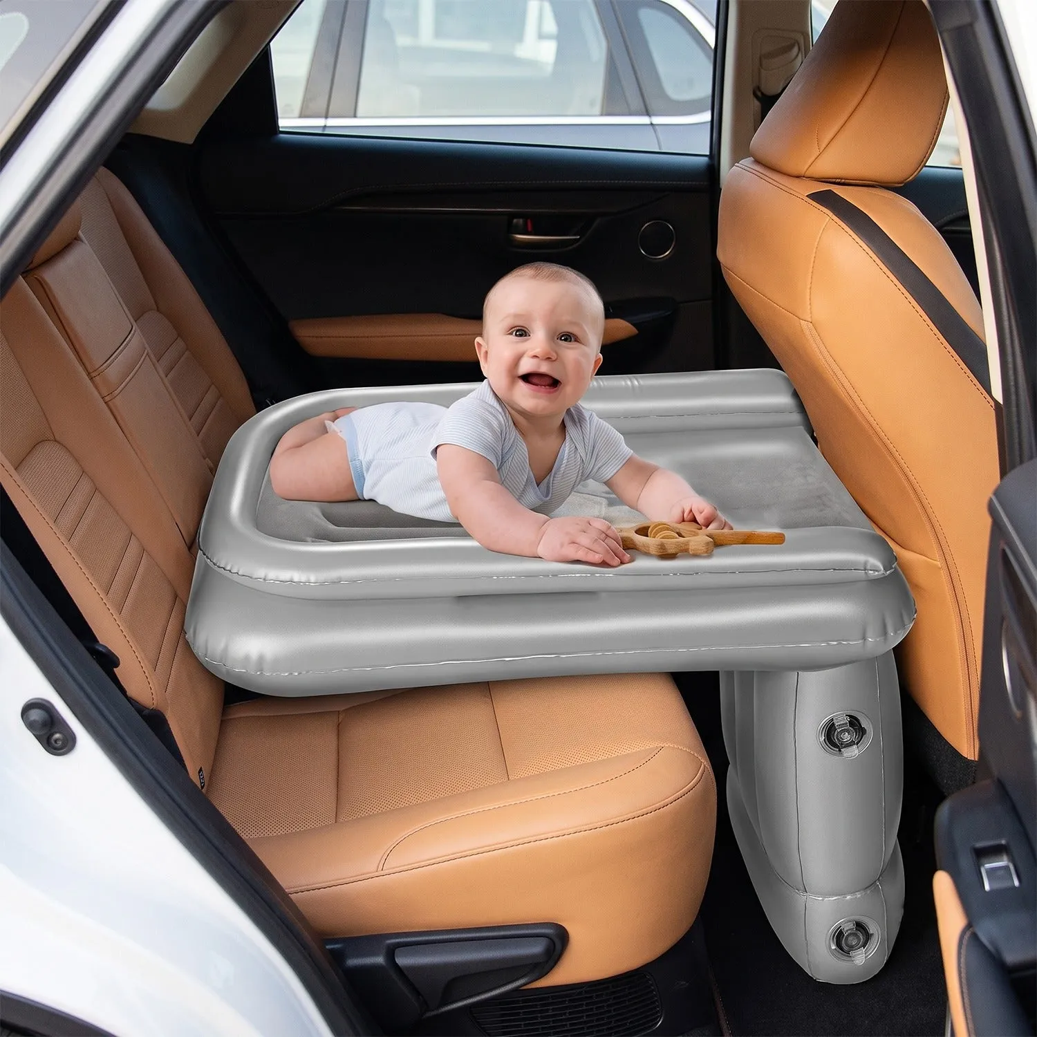 Inflatable Travel Air Bed Mattress for Car Back Seat Kids Baby (1 Set) - Detailed Feature View 4