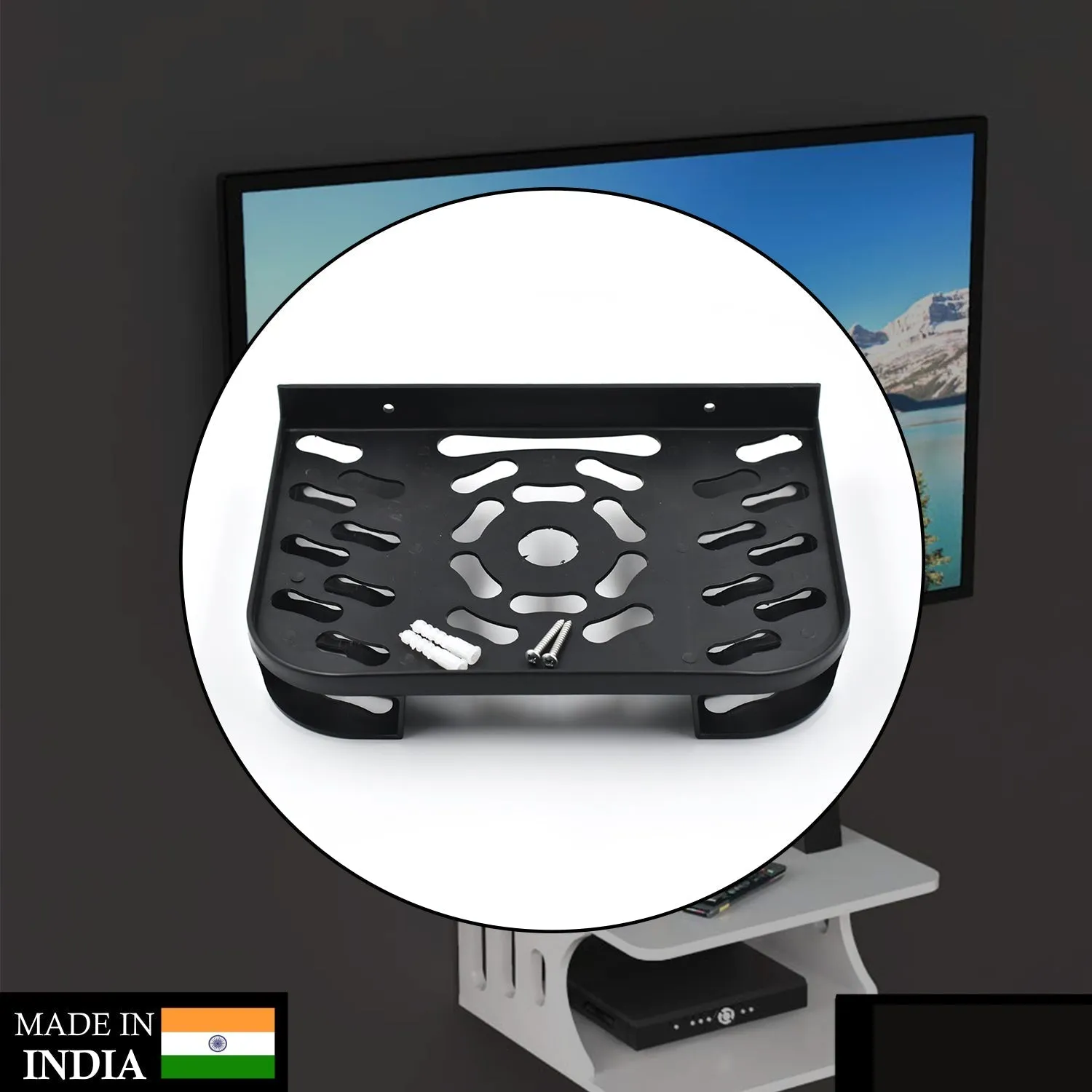 Set Top Box Stand – Wall Mount Media Player Shelf - Detailed Feature View 1