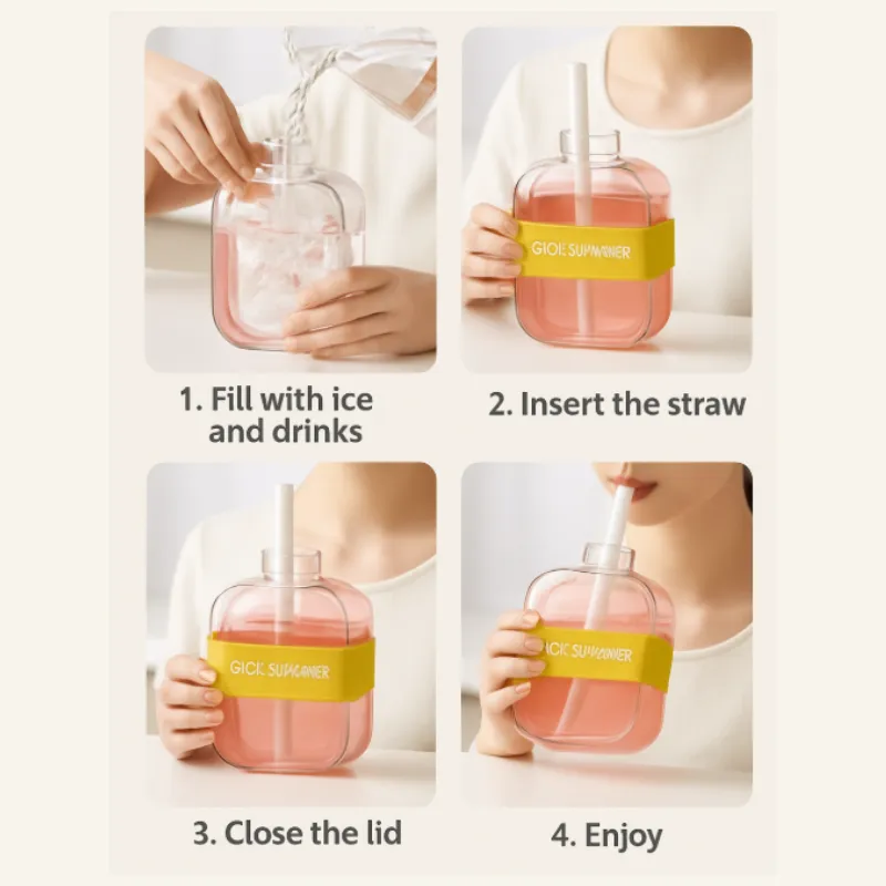 500ml Ice Cube Bottle – 2-in-1 Ice Cube Tray & Water Bottle with Straw (Random Color-Pack of 1) - Detailed Feature View 6