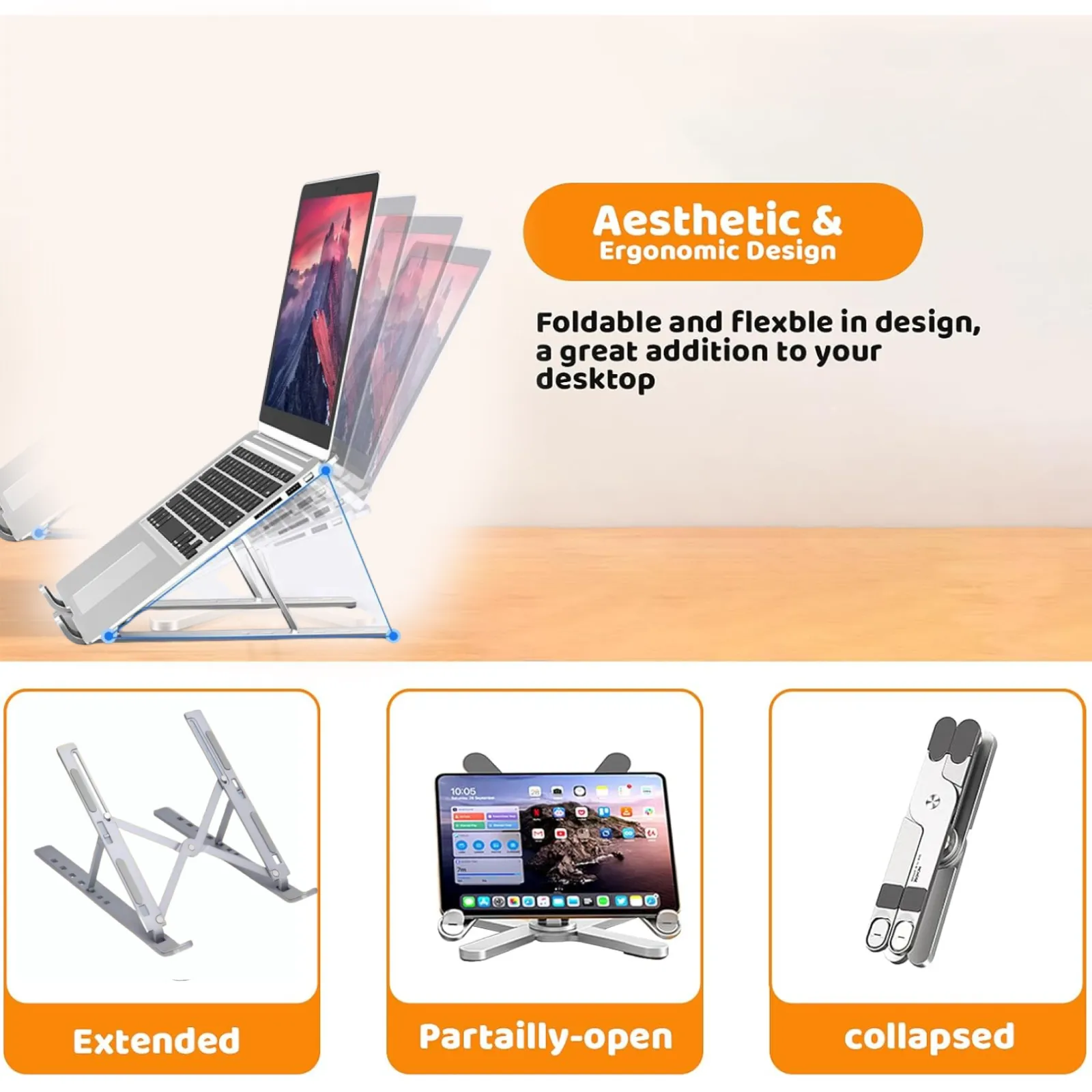 Metal Portable Laptop Stand – 7 Adjustable Angles | Gambit - Detailed Feature View 3