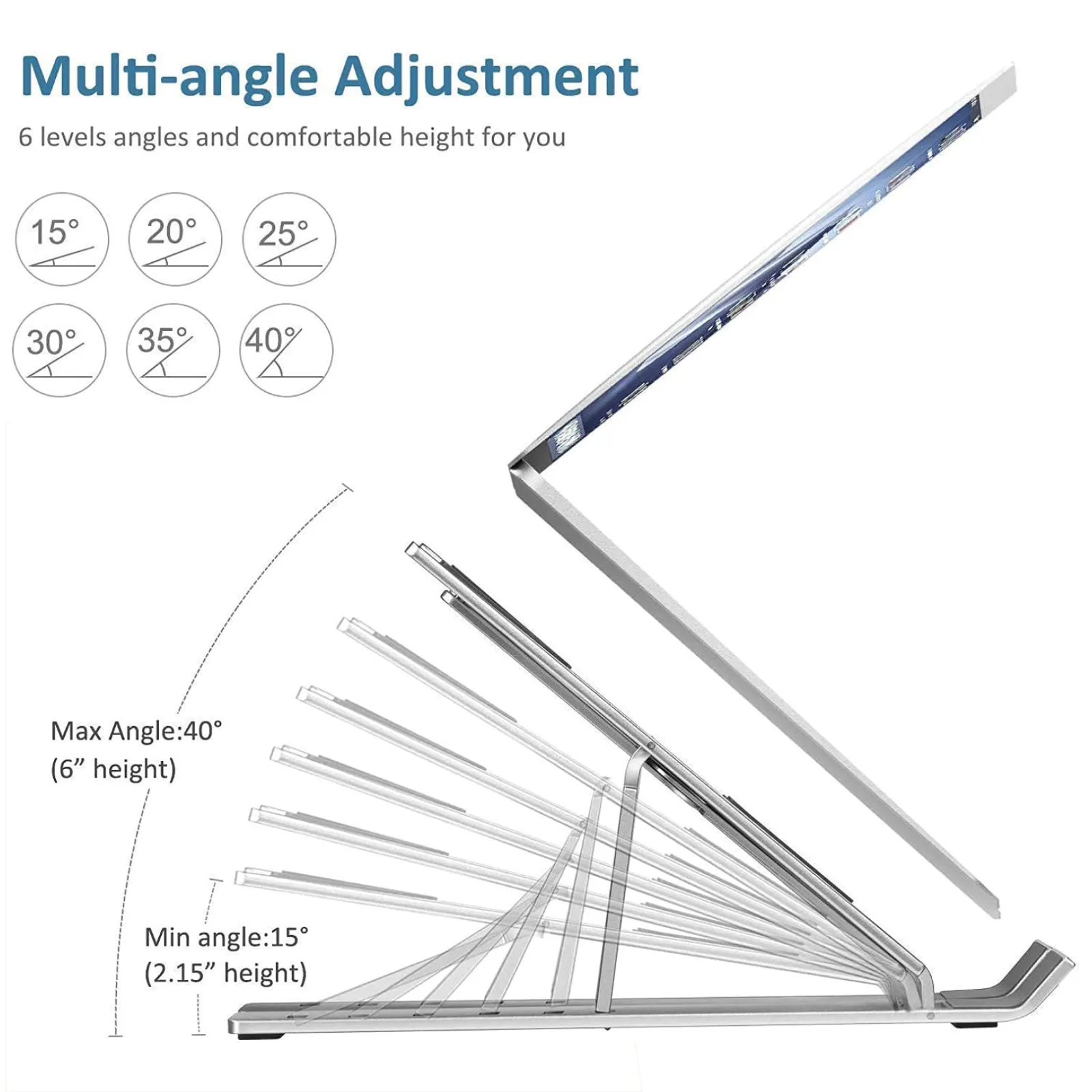 Metal Portable Laptop Stand – 7 Adjustable Angles | Gambit - Detailed Feature View 5