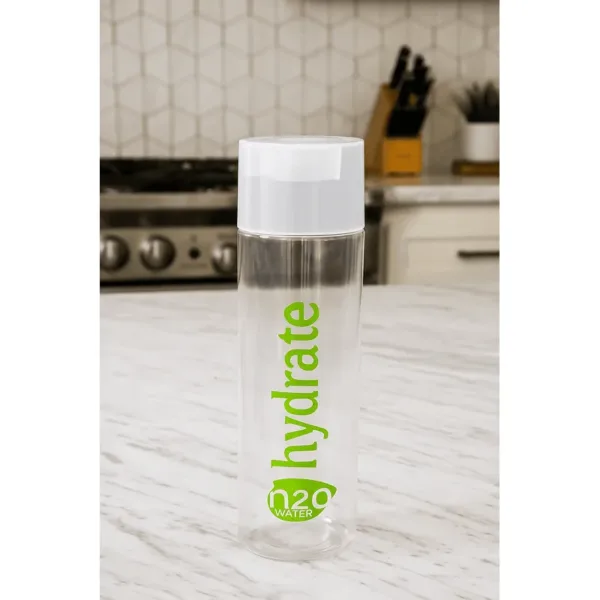 Hydrate Clear Plastic Water Bottle – 500ml BPA-Free With White Leakproof Cap (Random color)