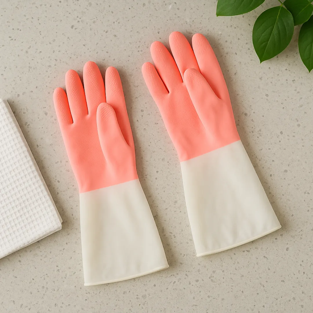 Large Waterproof Cleaning Gloves – Durable Reusable Rubber Pair - Detailed Feature View 2