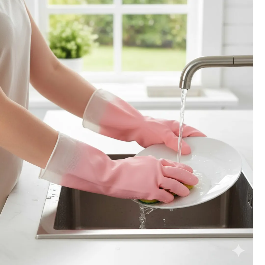 Large Waterproof Cleaning Gloves – Durable Reusable Rubber Pair - Detailed Feature View 7