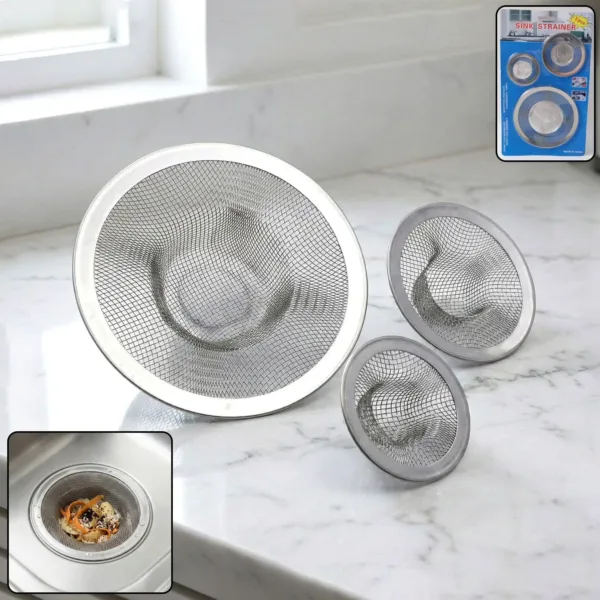Stainless Steel Sink Drain Strainer Set – Prevents Clogs & Odors