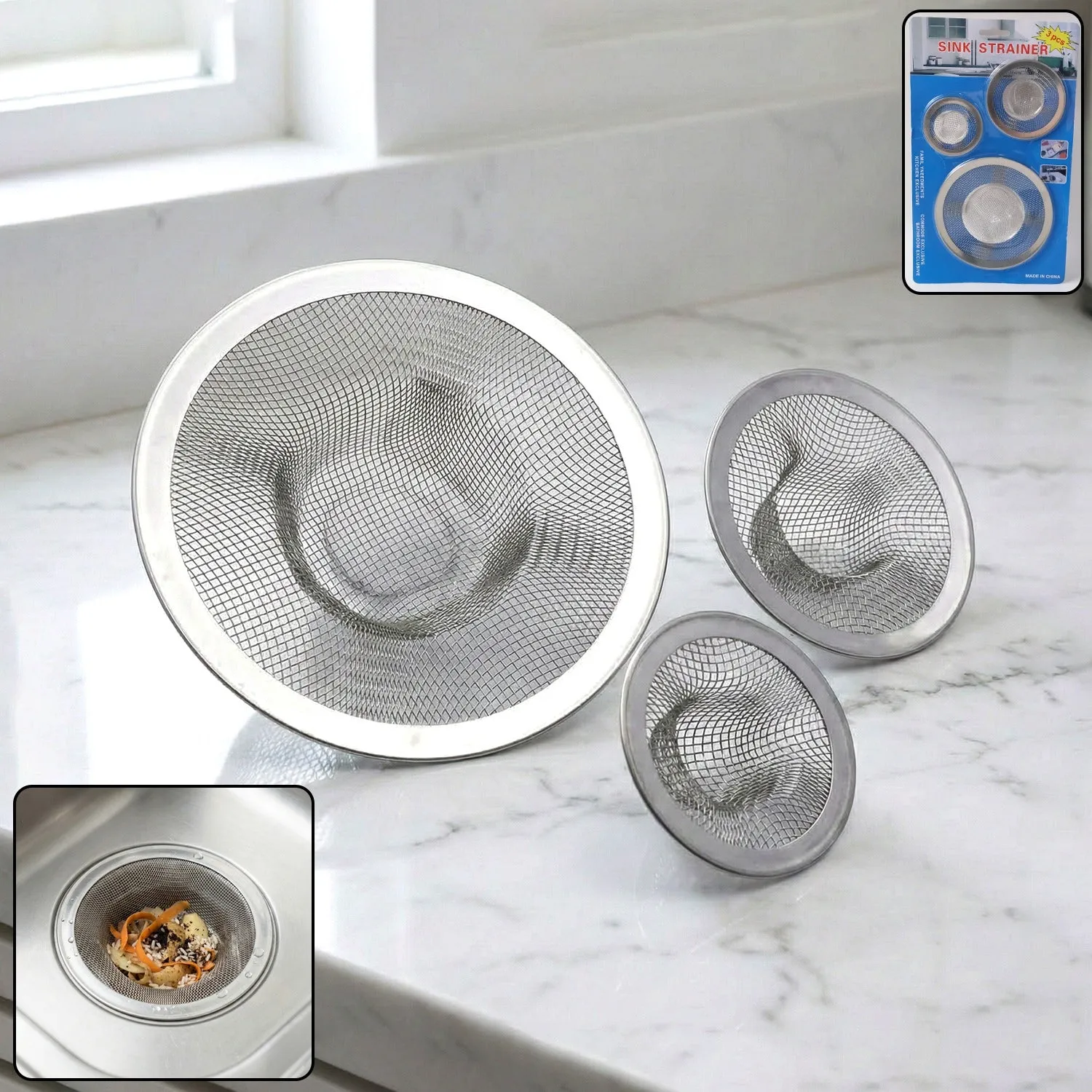 Premium Stainless Steel Sink Drain Strainer Set – Prevents Clogs & Odors - Buy Online at Alikart