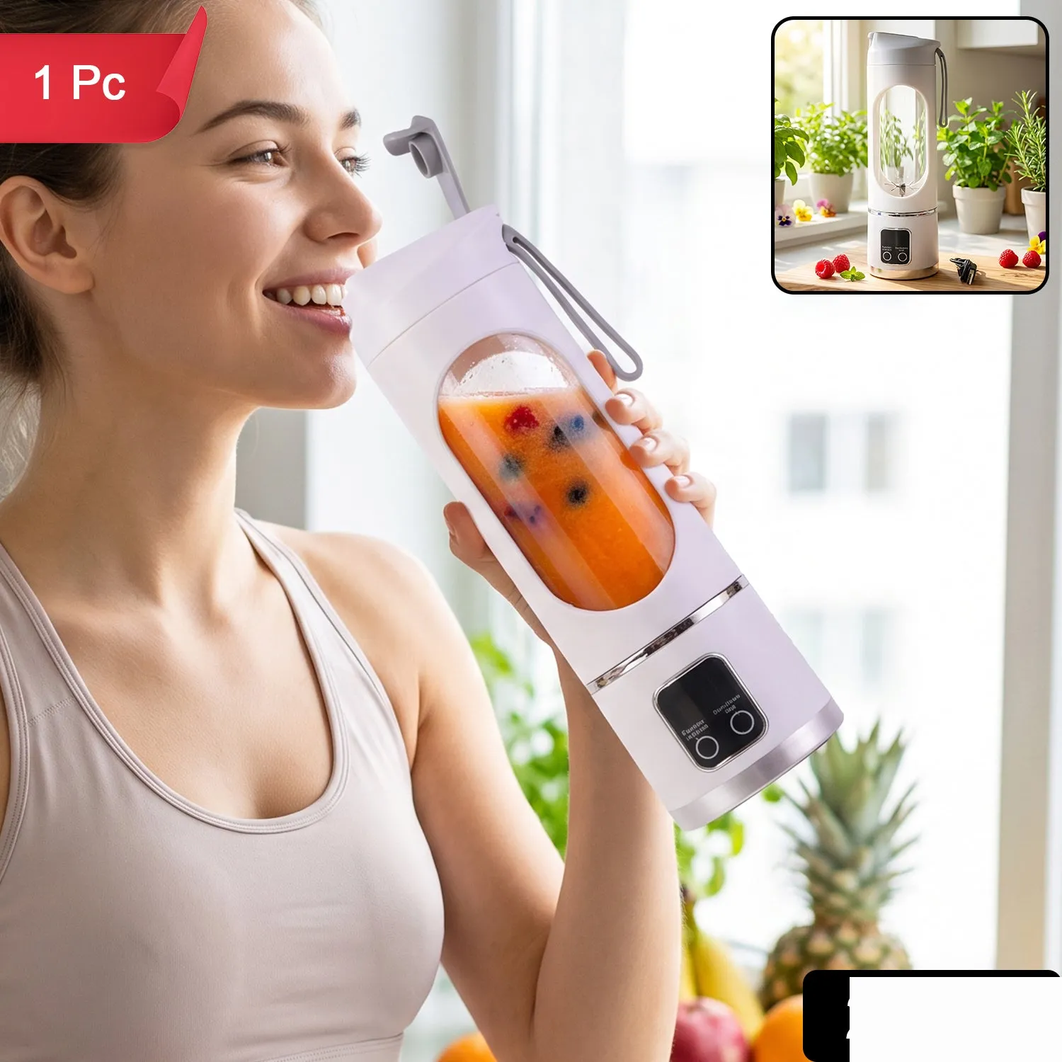 Portable USB Rechargeable Juicing Cup Blender for Smoothies, Shakes and Travel - Detailed Feature View 1