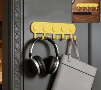 Self-Adhesive Plastic 5-Hook Wall Hanger for Home Storage and Organisation (1 Pc)