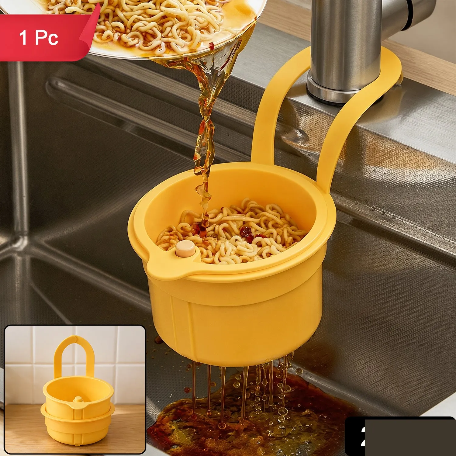 Plastic Hanging Kitchen Sink Drain Basket and Food Strainer with Handle (1 Pc) - Detailed Feature View 1