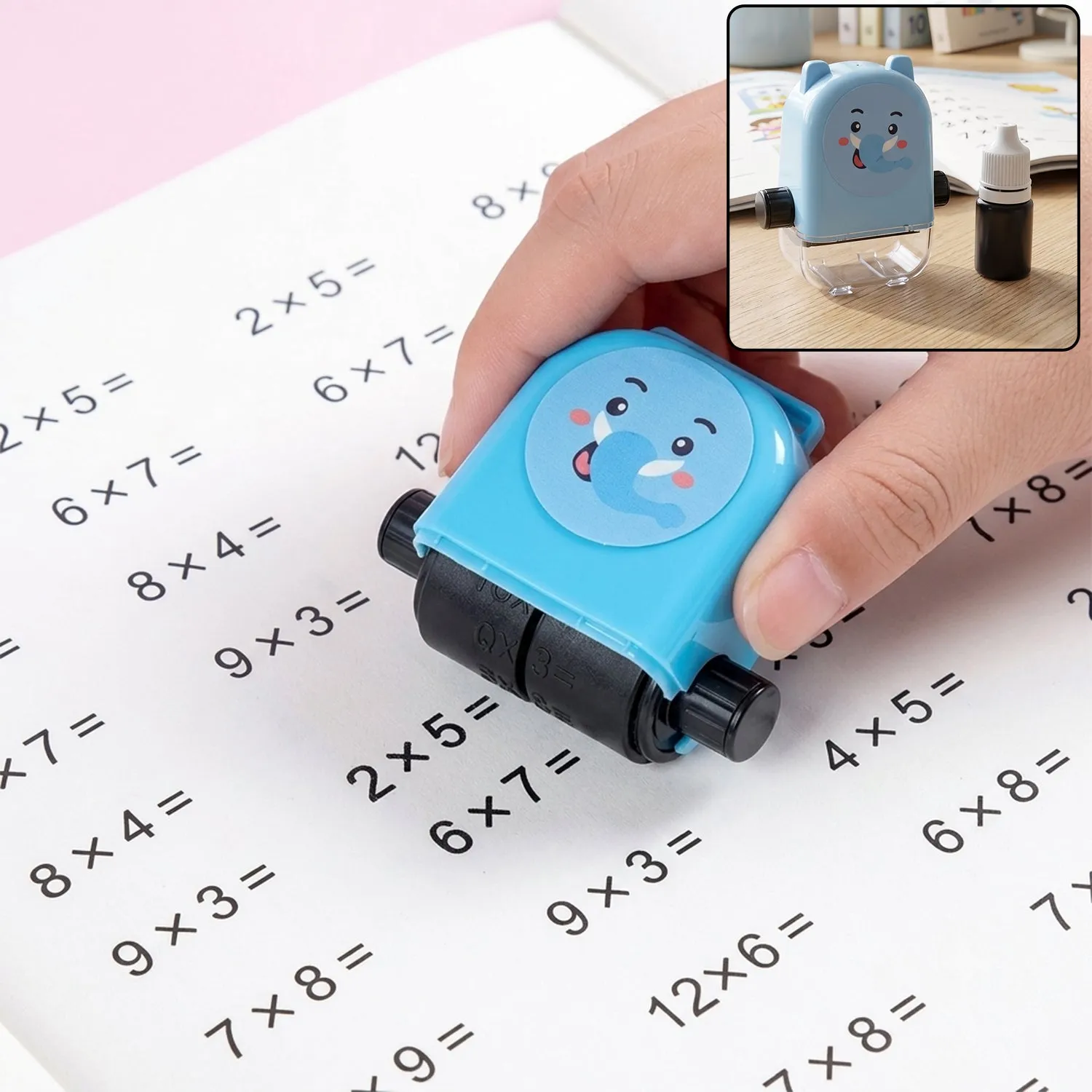 Premium Kids Multiplication Practice Math Roller Stamp with Refillable Ink Bottle (1 Pc) - Buy Online at Alikart