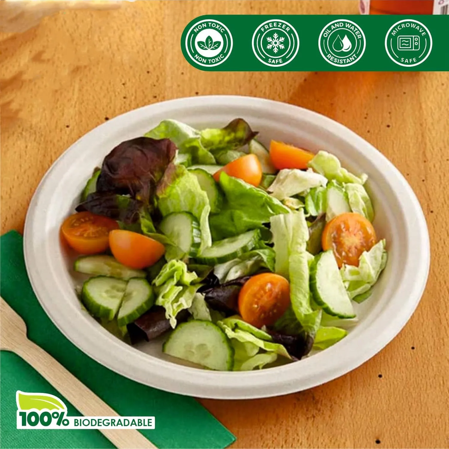Compostable Bagasse Bowl 240ml – Eco-Friendly 10 Pc Set - Detailed Feature View 3
