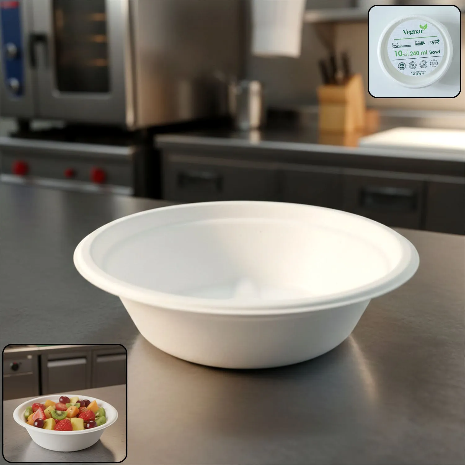 Premium Compostable Bagasse Bowl 240ml – Eco-Friendly 10 Pc Set - Buy Online at Alikart