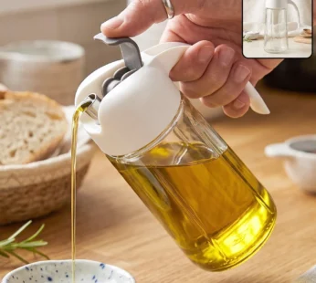 Glass Oil Dispenser Bottle with Auto Open Close Spout Lid and Easy Handle (1 Pc)