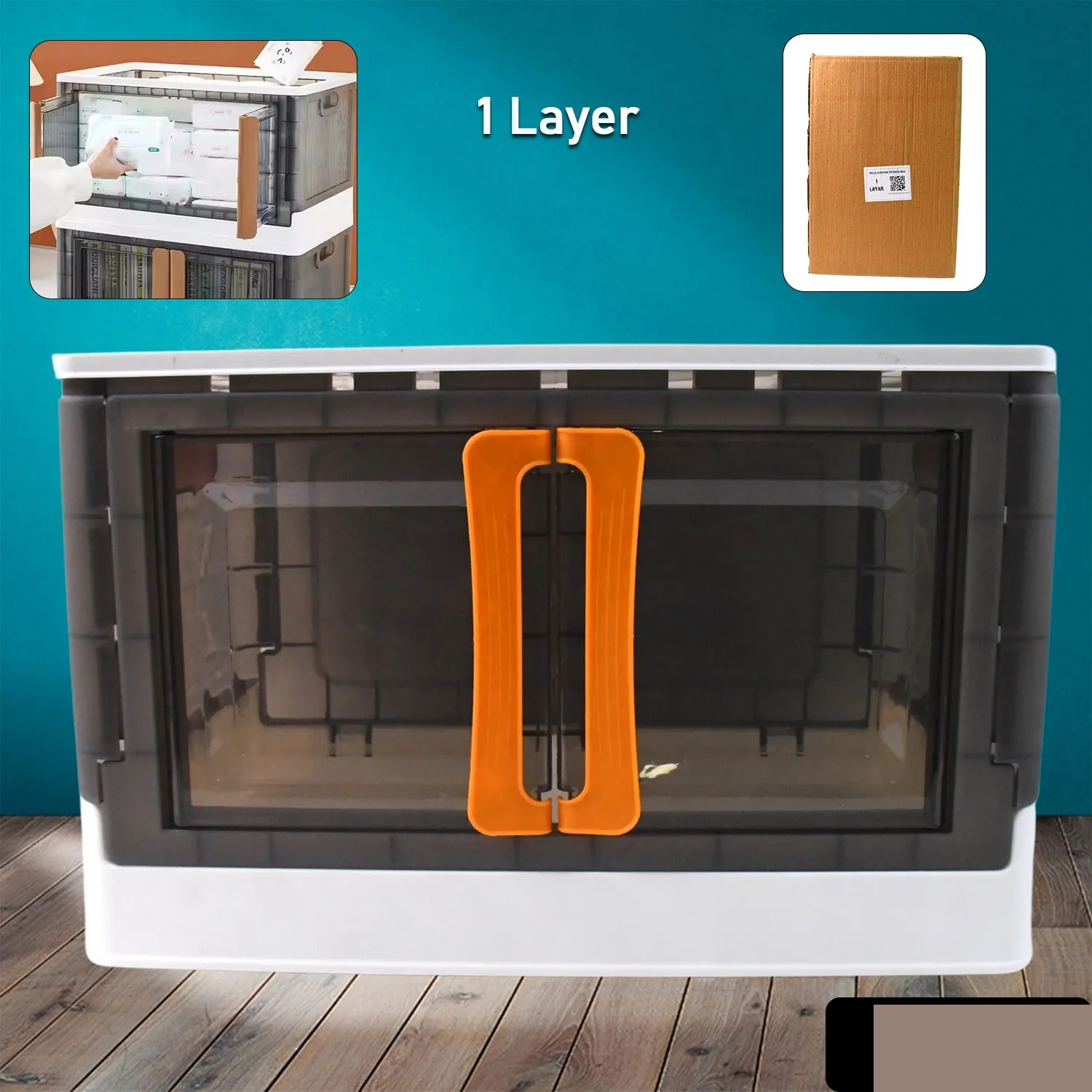 Plastic Folding Wardrobe Organizer – Space-Saving Storage with Wheels - Detailed Feature View 1