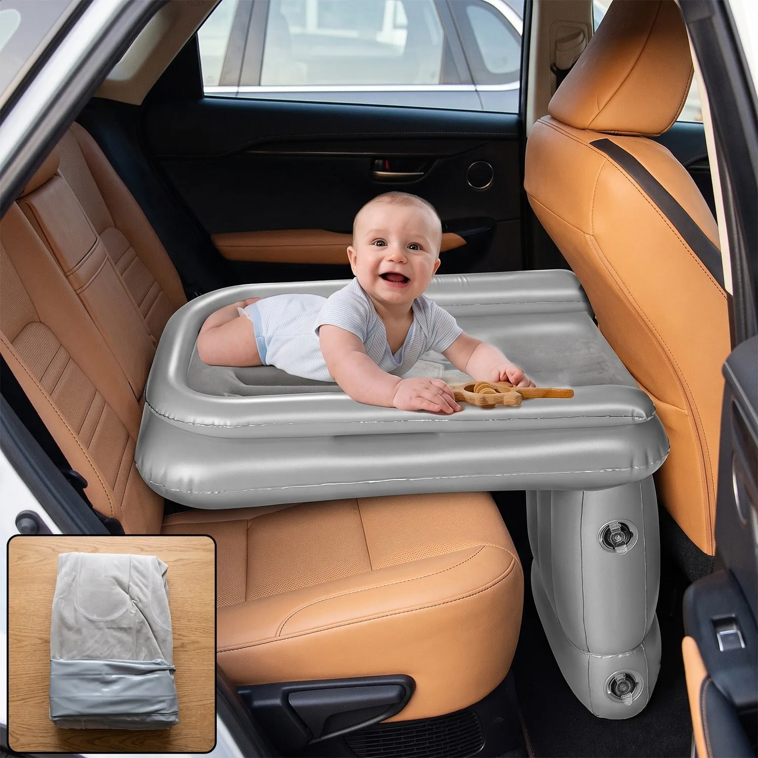 Premium Inflatable Travel Air Bed Mattress for Car Back Seat Kids Baby (1 Set) - Buy Online at Alikart