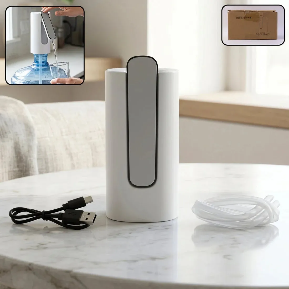 Premium Foldable Electric Water Dispenser Pump USB Rechargeable for Bottles (1 Pc) - Buy Online at Alikart