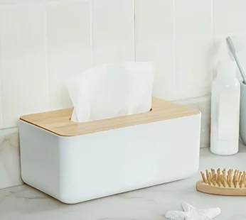 Elegant Plastic Tissue Box – Stylish Desktop Tissue Organizer with Lid