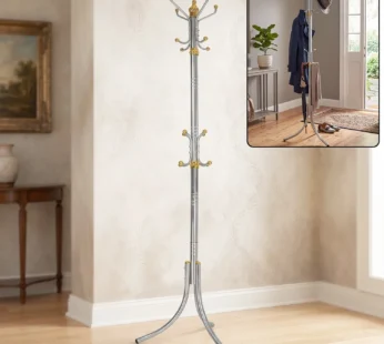 Metal Floor Standing Coat Rack Clothes Hanger Stand with Multi Hooks (1 Pc)
