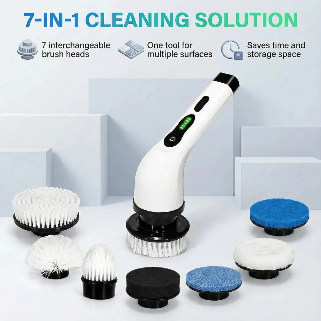 Electric Spin Scrubber Brush – 7-in-1 Cordless Cleaning Tool - Detailed Feature View 1