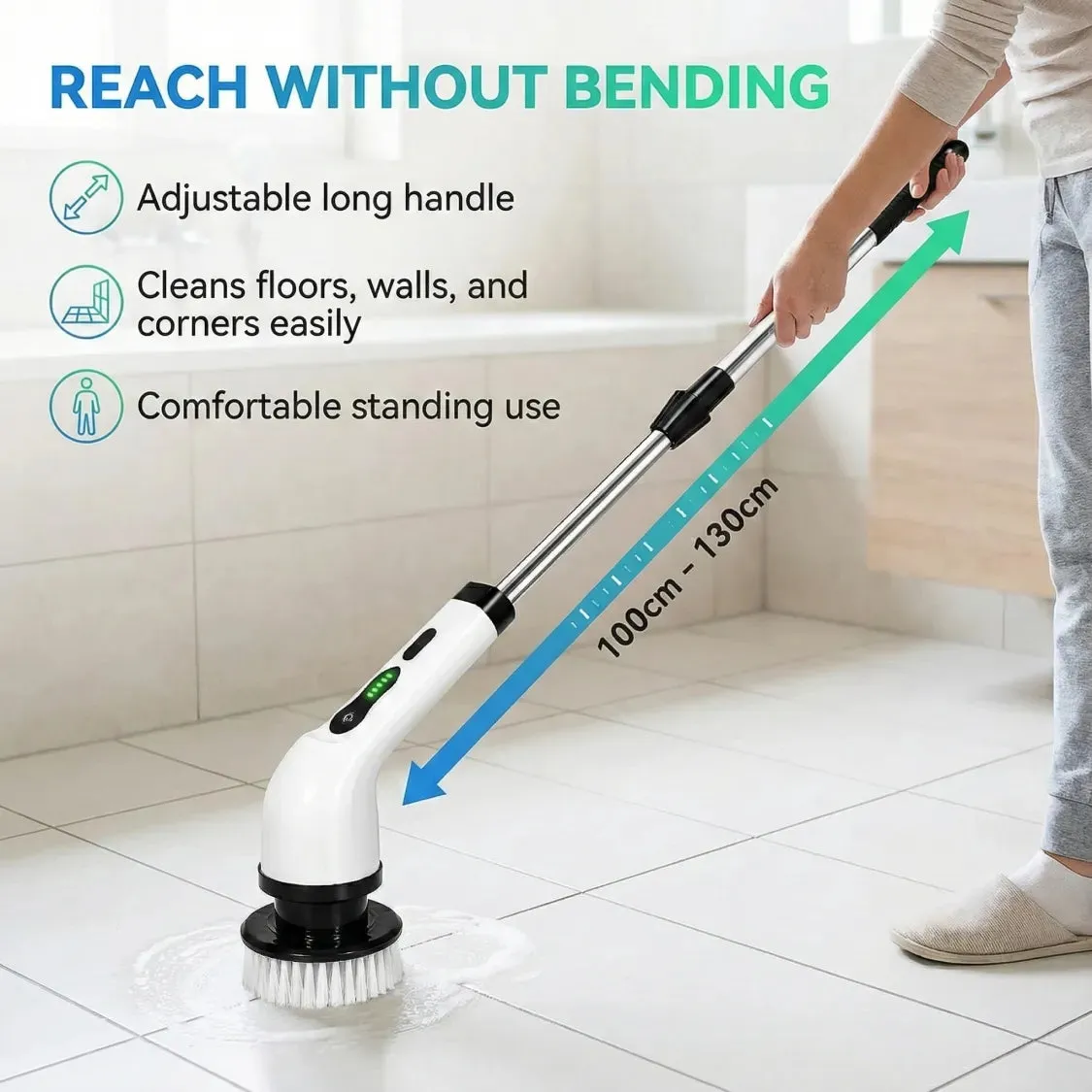 Electric Spin Scrubber Brush – 7-in-1 Cordless Cleaning Tool - Detailed Feature View 4