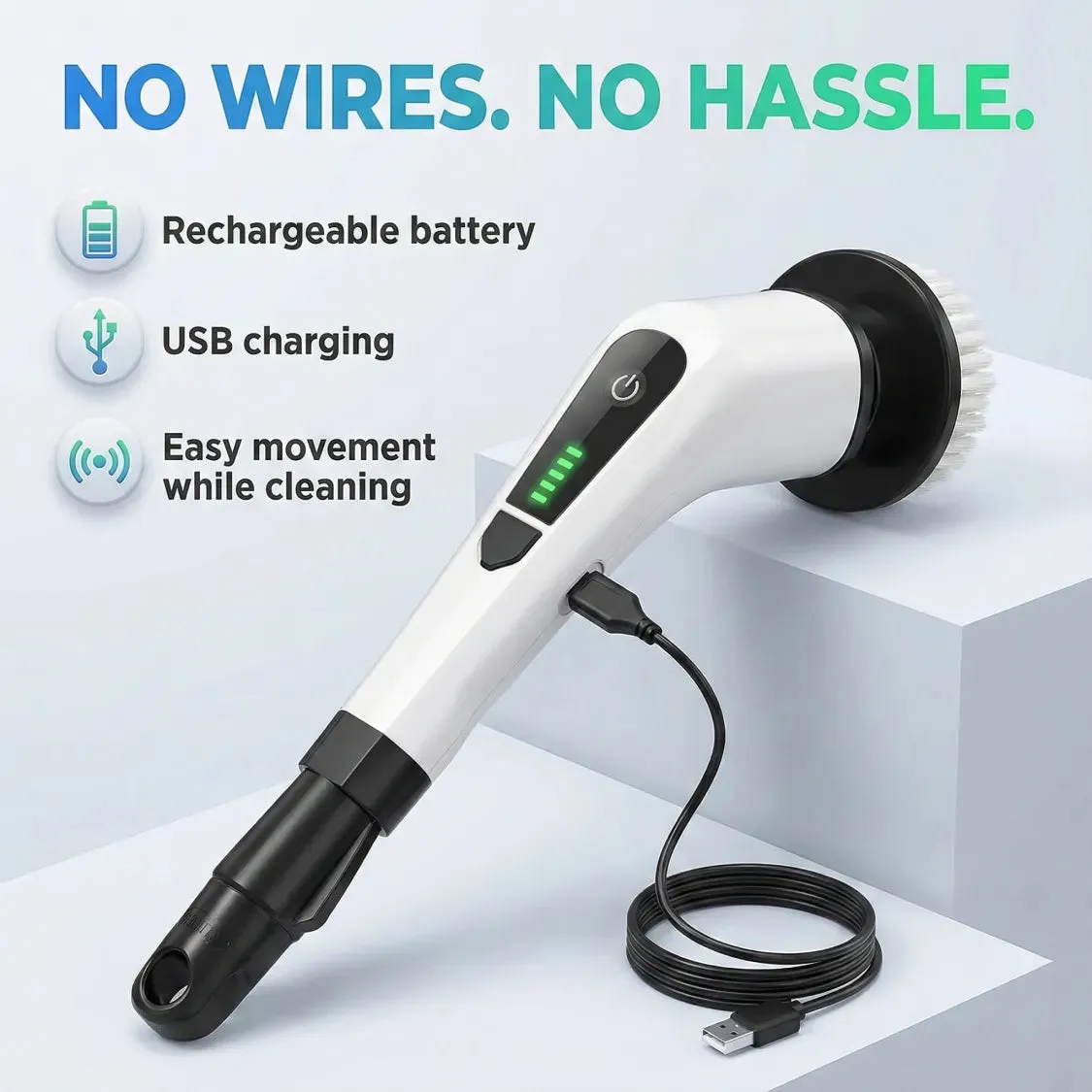 Electric Spin Scrubber Brush – 7-in-1 Cordless Cleaning Tool - Detailed Feature View 5