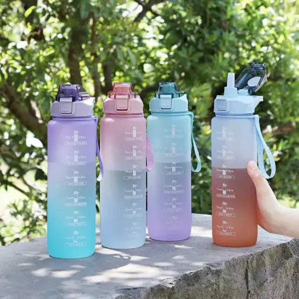 900ml Motivational Water Bottle with Straw & Time Marker – Toxin-Free Plastic Drink Bottle for Kids, Teens & Adults (Pack of 1)