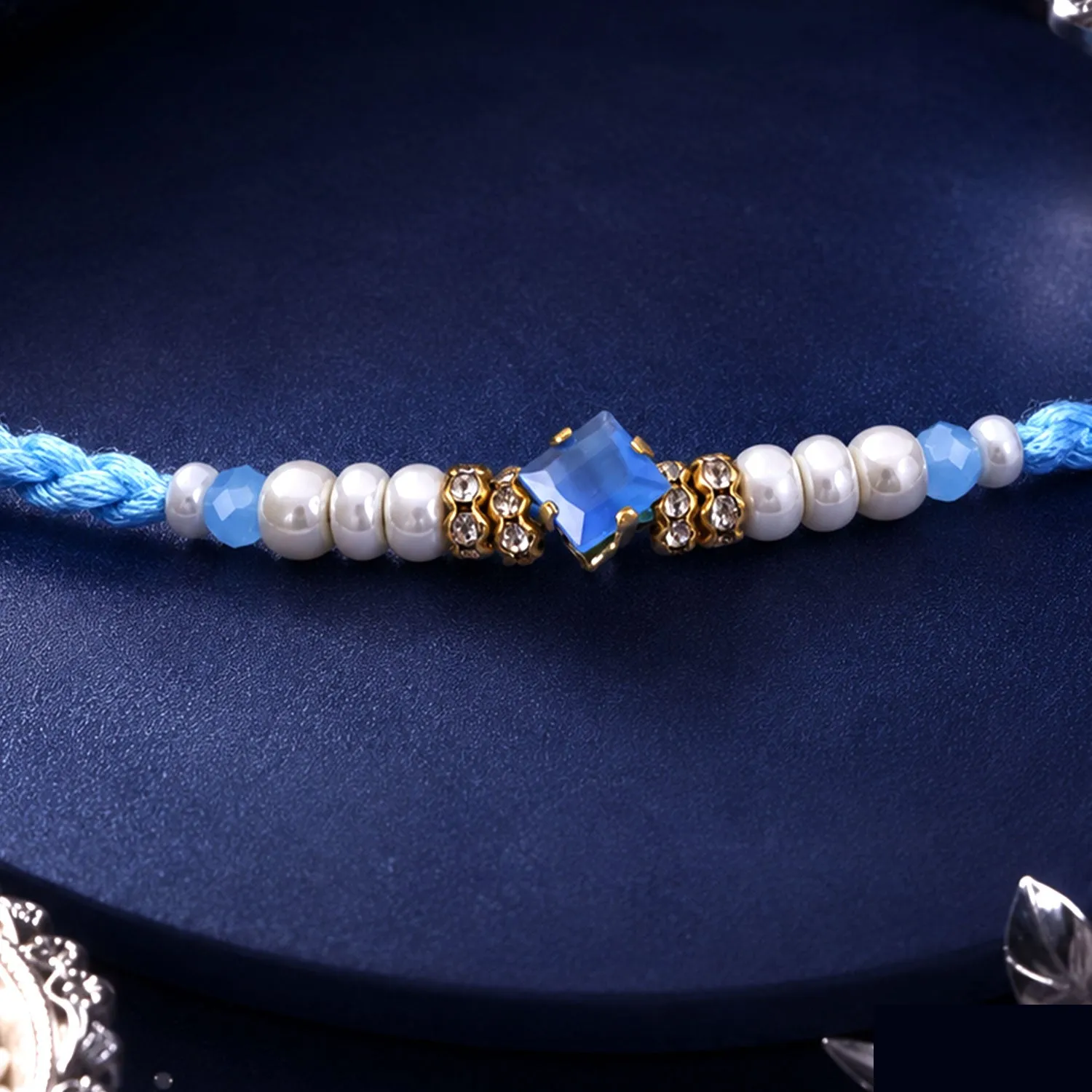 Designer Rakhi – Studded Centre Raksha Bandhan Thread - Detailed Feature View 3