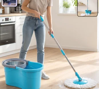 360° Rotating Turbo Spin Mop – Effortless Floor Cleaning with Long Handle