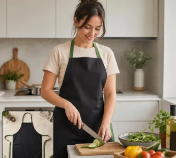 Adjustable Kitchen Cooking Apron for Women with Neck and Waist Ties (1 Pc)