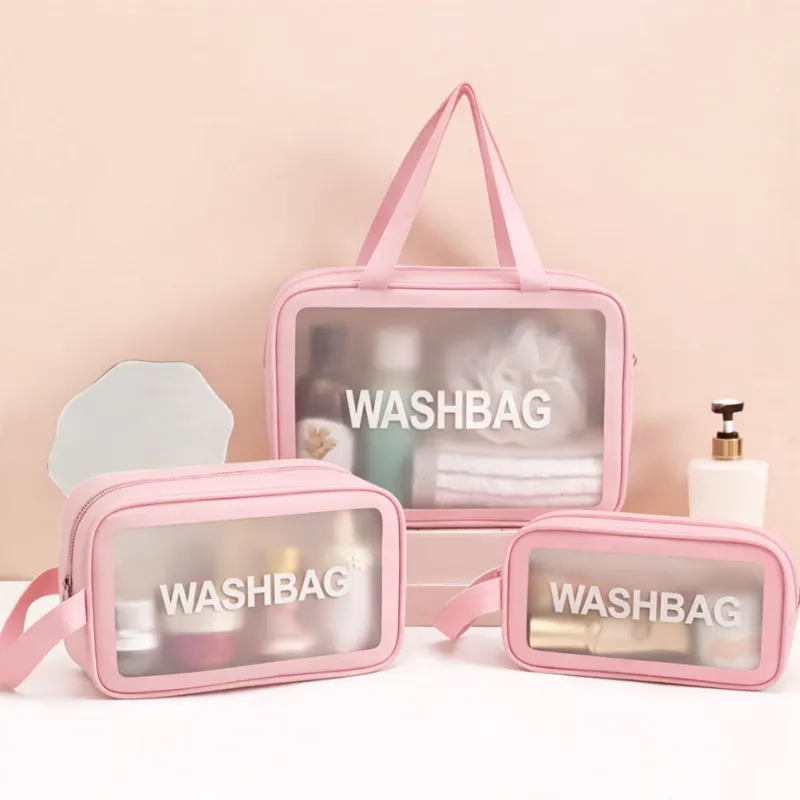 Premium PVC Waterproof Toiletry Bag Set of 3 – Large Capacity Travel Makeup & Cosmetic Organizer for Men & Women - Buy Online at Alikart
