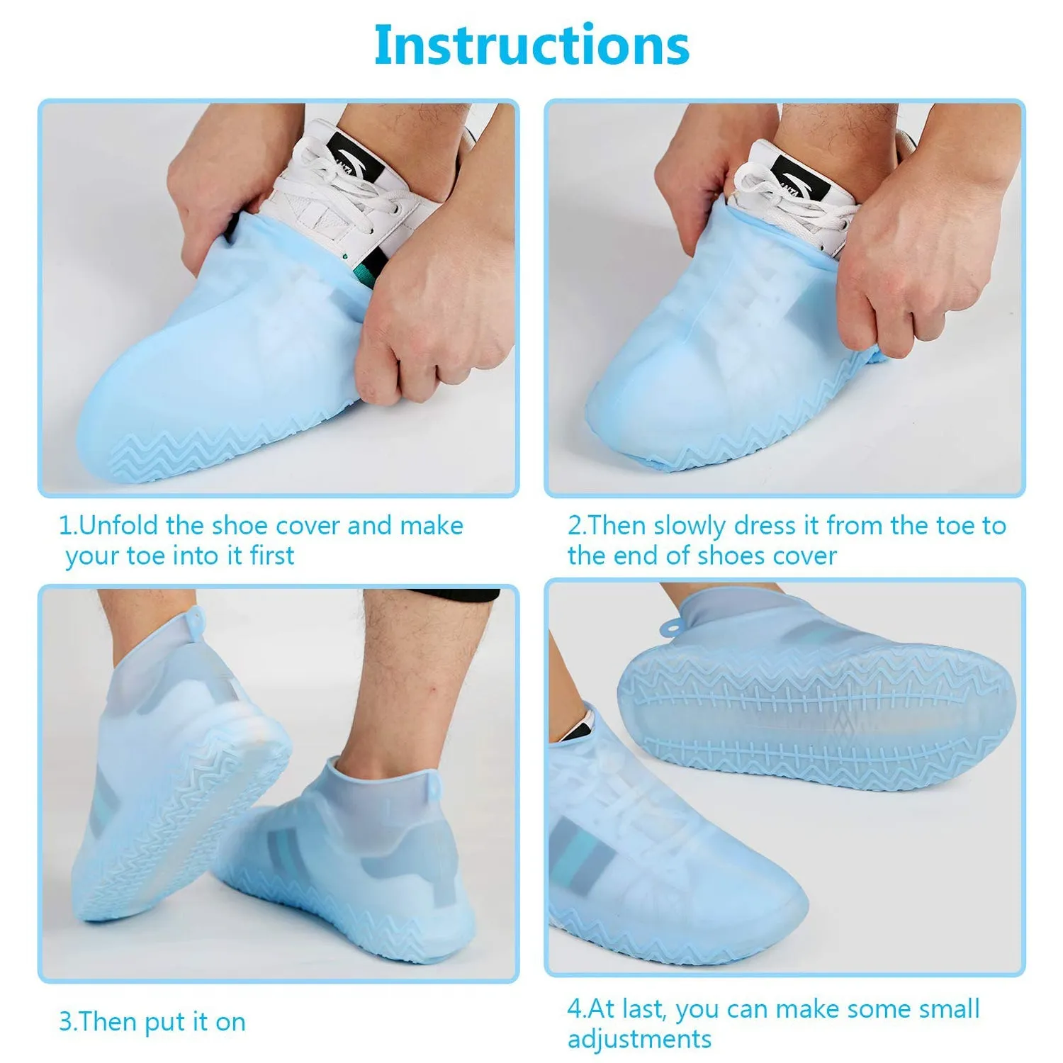 Silicone Rain Boot Covers Non Slip Foldable Protection - Detailed Feature View 2