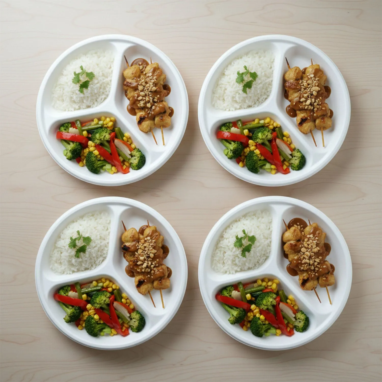 Compostable 10 Inch 3-Compartment Bagasse Plate – Leak-Resistant & Eco-Friendly - Detailed Feature View 3