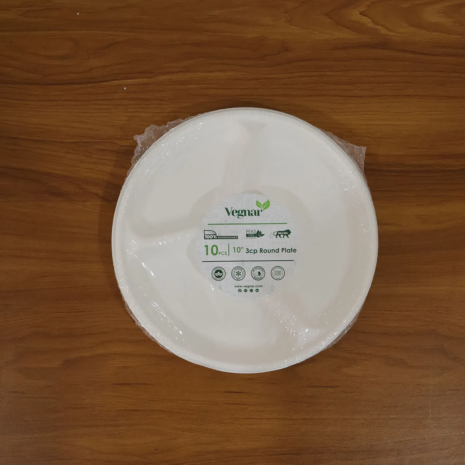 Compostable 10 Inch 3-Compartment Bagasse Plate – Leak-Resistant & Eco-Friendly - Detailed Feature View 7