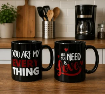 Romantic Love Printed Ceramic Coffee Mug for Couples & Gifting (Writing may vary 1 PC)
