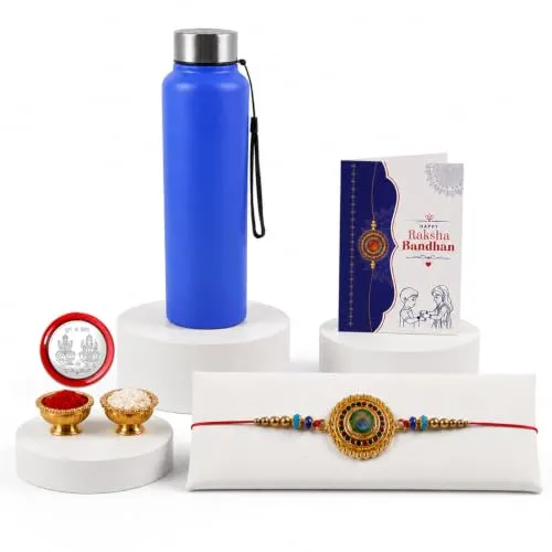 Rakhi for Brother with Water Bottle-1000ml - Rakshabandhan Gift Set, Pack of 5 - Detailed Feature View 1