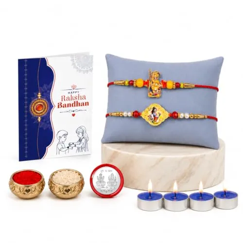 Raksha Bandhan Rakhi Combo – Ganesha Krishna Tealight Gift - Detailed Feature View 3