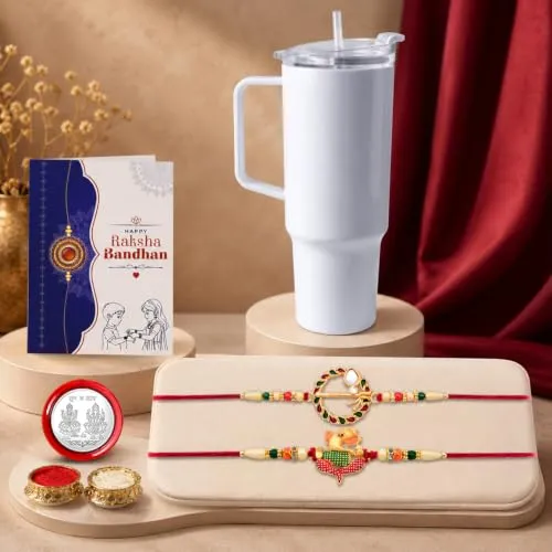 Premium Round Rakhi for Brother with Travel Tumbler - Raksha Bandhan Gift Set, Pack of 6 - Buy Online at Alikart