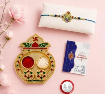 Raksha Bandhan Gift Combo with Krishna Rakhi and Pooja Thali