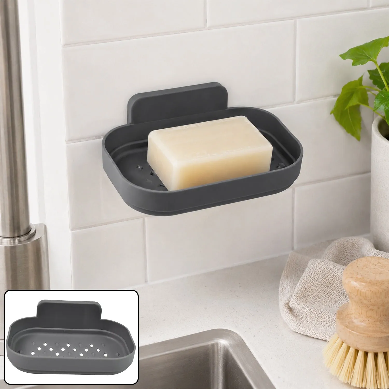 Premium Kitchen Soap Dish, Self-Adhesive Wall Soap Holder for Sink and Basin (1 Pc) - Buy Online at Alikart