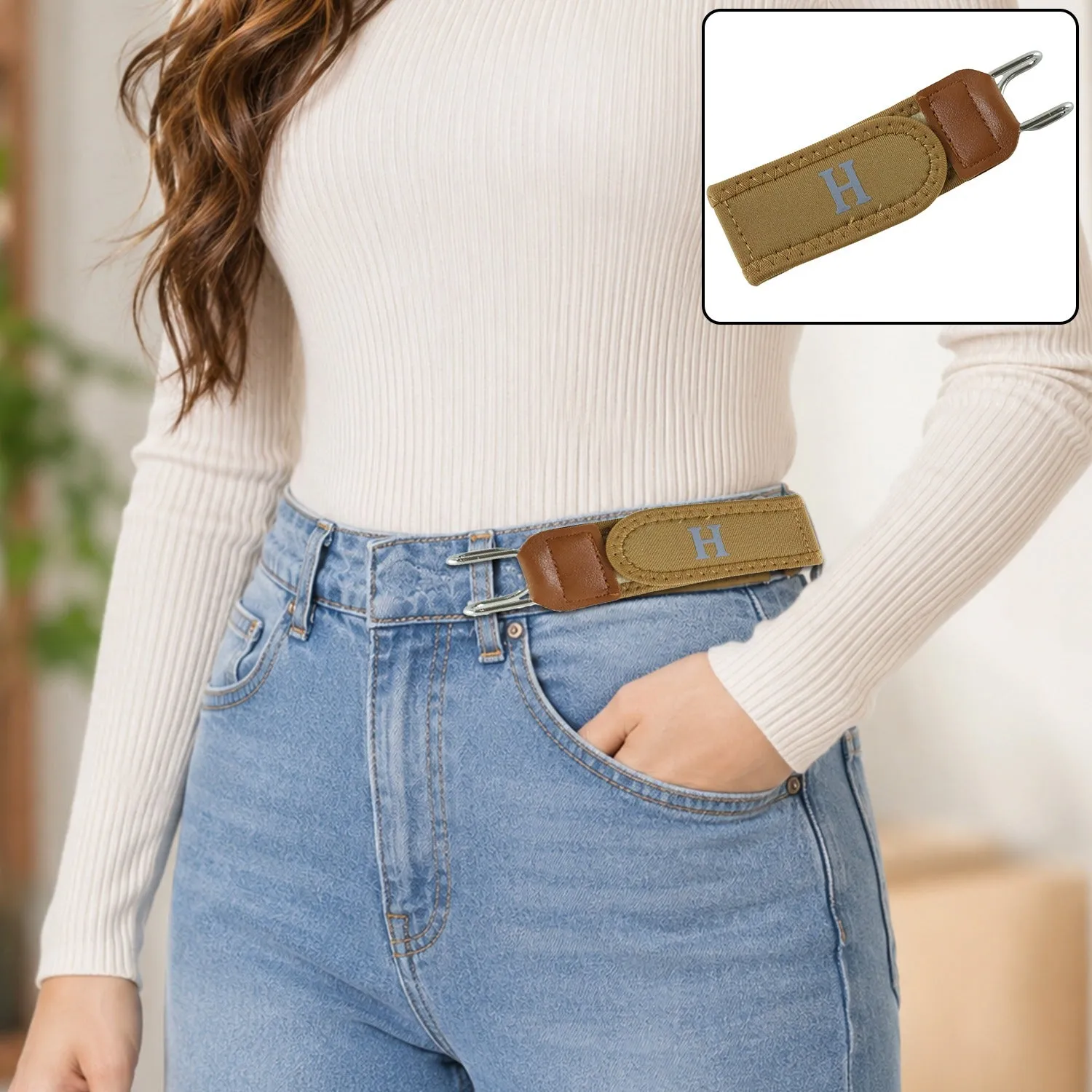 Premium Women's Buckle Less Elastic Invisible Stretch Waist Belt for Jeans (1 Pc) - Buy Online at Alikart
