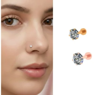 Gold & Rose Plated Nosepin Stud – Combo Pack of 2 Elegant Nose Pins