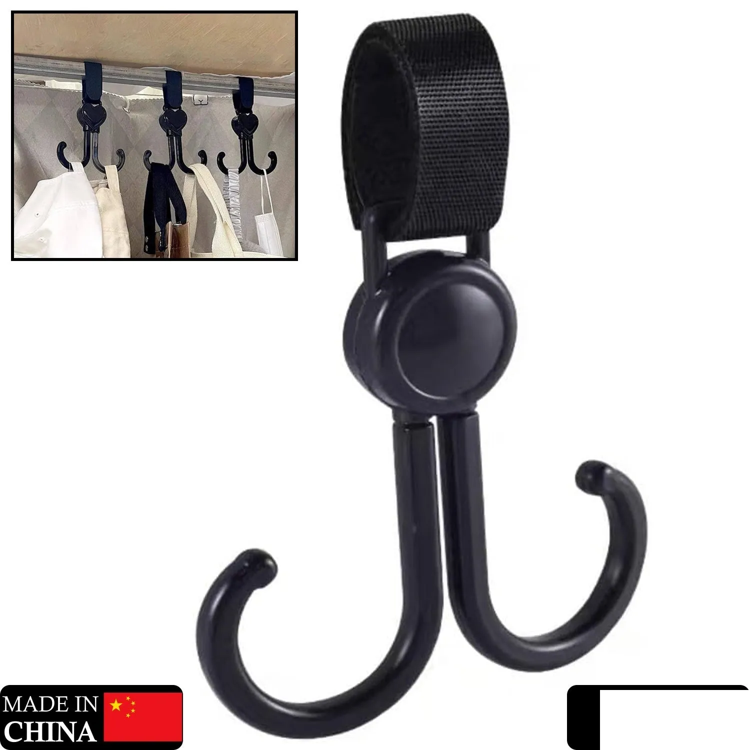 Stroller Hook – 360° Rotating Multi-Purpose Bag Hanger | GlimmerHome - Detailed Feature View 1