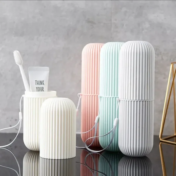 Capsule Shape Travel Toothbrush & Toothpaste Case Holder – Portable Plastic Toothbrush Storage Box (Random Color-Pack of 1)