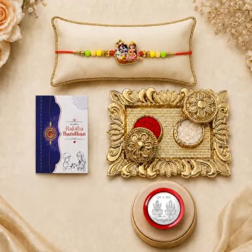 Premium Rakhi Combo – Radhe Krishna Raksha Bandhan Gift Set with Pooja Thali - Buy Online at Alikart