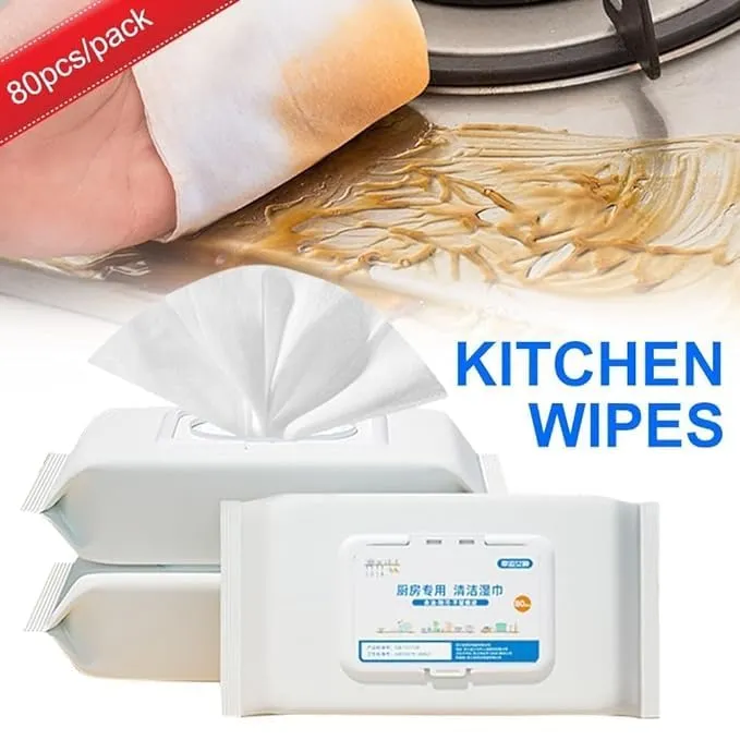 Premium 80 Pcs Kitchen Cleaning Wet Wipes – Strong Decontamination Grease Remover Towels | Disposable Cleaning Cloths for Kitchen, Table, Glass & Household Use - Buy Online at Alikart